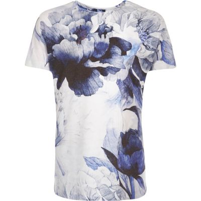 Boys blue flower print t-shirt